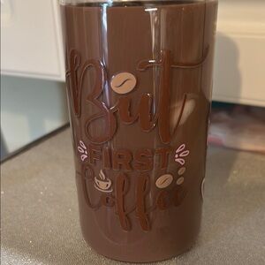 Brown Coffee Tumbler with Fun Design